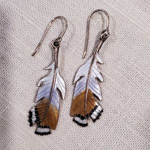 Sterling Silver Enamel Painted Feather Earrings!